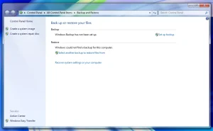 The Backup and Restore screen