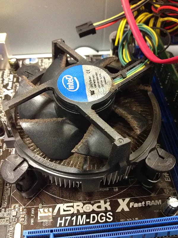 Fans and other parts inside the computer
