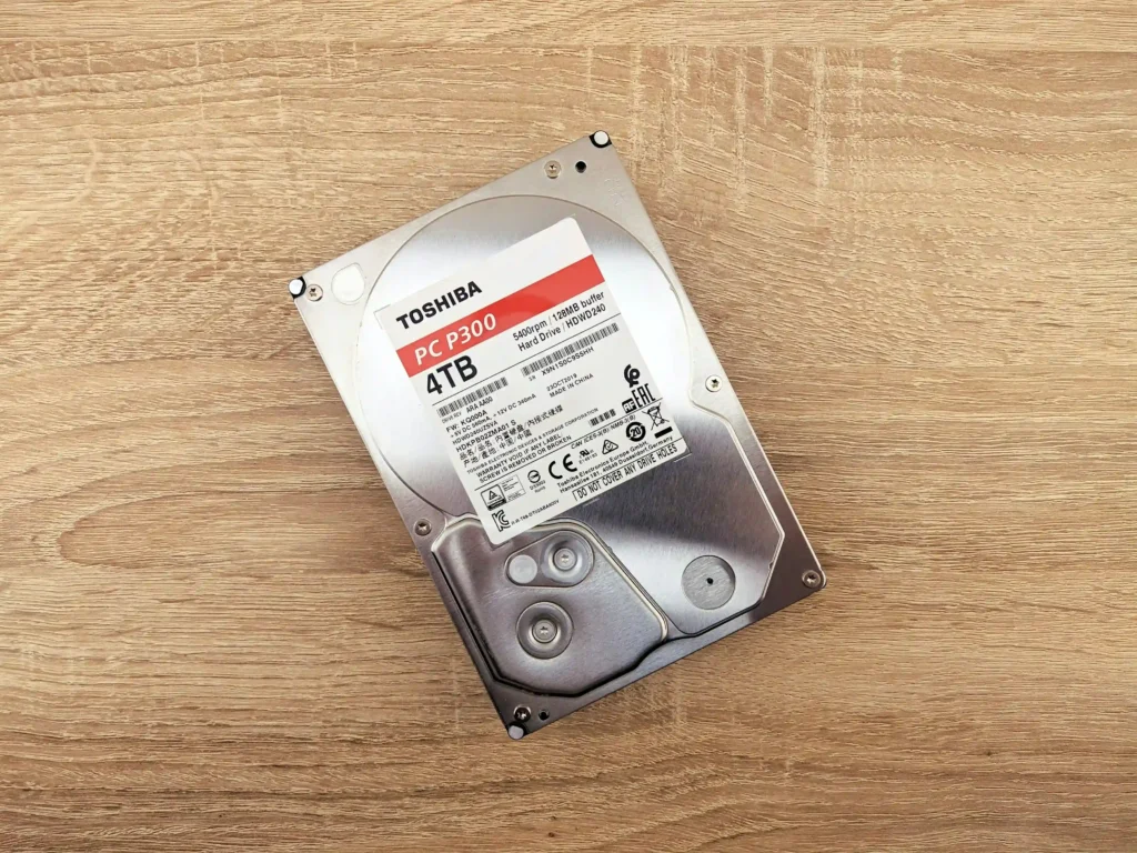 Toshiba Brand Hard drive with 4TB storage.