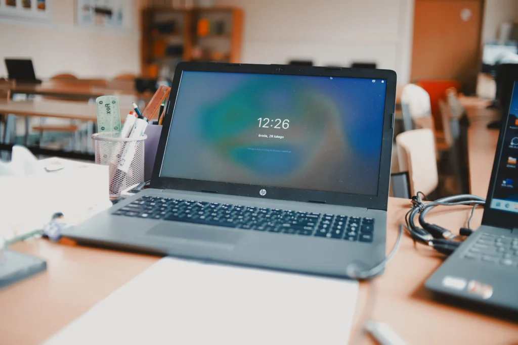 Laptop displaying the desktop screen after login, illustrating a computer that has successfully reached the post-login stage.